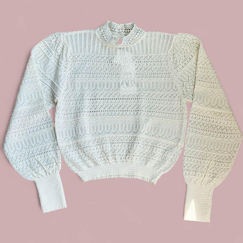 Zara Cream Knit Sweater Blouse Top Women's Size M NEW